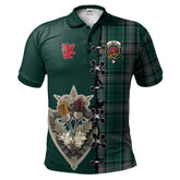 Kelly of Sleat Hunting Tartan Polo Shirt - Lion Rampant And Celtic Thistle Style