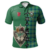 Kennedy Ancient Tartan Polo Shirt - Lion Rampant And Celtic Thistle Style