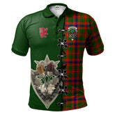 Kinninmont Tartan Polo Shirt - Lion Rampant And Celtic Thistle Style
