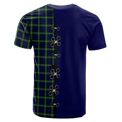 Lamont Modern Tartan T-shirt - Lion Rampant And Celtic Thistle Style