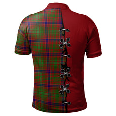 Lumsden Tartan Polo Shirt - Lion Rampant And Celtic Thistle Style