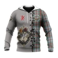 MacBain Dress Tartan Hoodie - Lion Rampant And Celtic Thistle Style