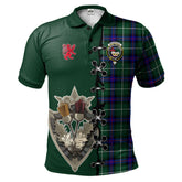 MacDonald of the Isles Hunting Modern Tartan Polo Shirt - Lion Rampant And Celtic Thistle Style