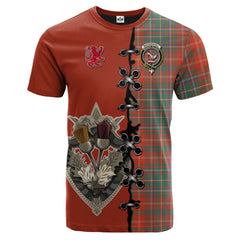 MacDougall Ancient Tartan T-shirt - Lion Rampant And Celtic Thistle Style