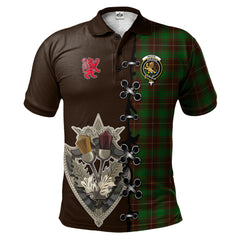 MacFie Hunting Tartan Polo Shirt - Lion Rampant And Celtic Thistle Style