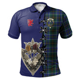 MacInnes Modern Tartan Polo Shirt - Lion Rampant And Celtic Thistle Style
