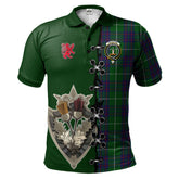 MacIntyre Hunting Tartan Polo Shirt - Lion Rampant And Celtic Thistle Style
