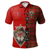 MacKinnon Modern Tartan Polo Shirt - Lion Rampant And Celtic Thistle Style