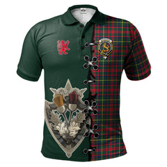 MacKintosh Hunting Modern Tartan Polo Shirt - Lion Rampant And Celtic Thistle Style