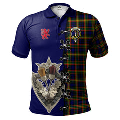 MacLellan Modern Tartan Polo Shirt - Lion Rampant And Celtic Thistle Style