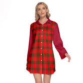 MacNab Modern Tartan Women's Lapel Shirt Dress With Long Sleeve