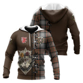 MacRae Hunting Weathered Tartan Hoodie - Lion Rampant And Celtic Thistle Style