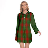 Middleton Tartan Women's Lapel Shirt Dress With Long Sleeve