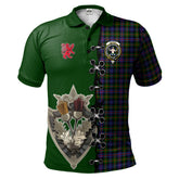 Murray of Atholl Modern Tartan Polo Shirt - Lion Rampant And Celtic Thistle Style