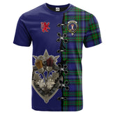 Robertson Hunting Modern Tartan T-shirt - Lion Rampant And Celtic Thistle Style