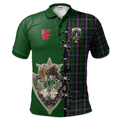 Russell Tartan Polo Shirt - Lion Rampant And Celtic Thistle Style