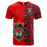 Ruthven Modern Tartan T-shirt - Lion Rampant And Celtic Thistle Style