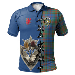 Stewart of Appin Hunting Ancient Tartan Polo Shirt - Lion Rampant And Celtic Thistle Style