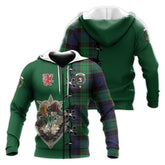 Stewart Old Modern Tartan Hoodie - Lion Rampant And Celtic Thistle Style