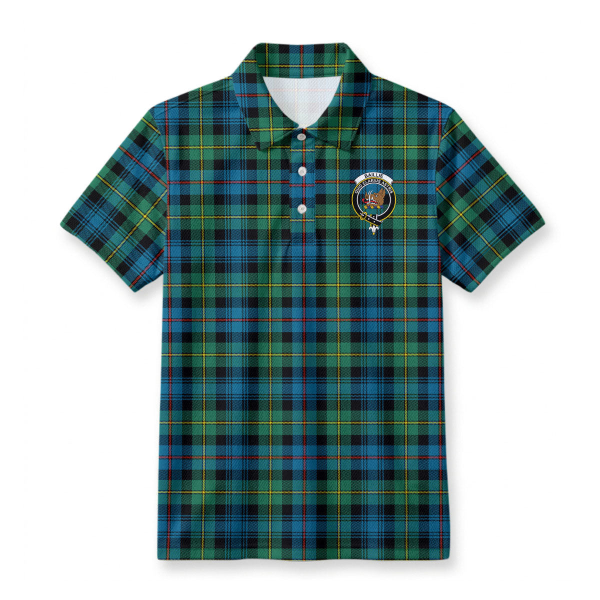 Baillie Ancient Tartan Crest Birdseye Mesh Polo Shirt