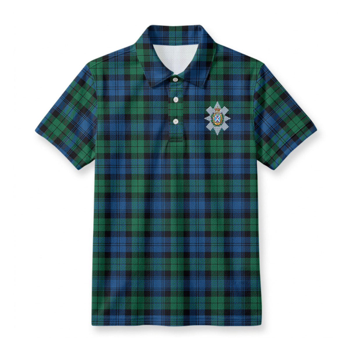 Black Watch Ancient Tartan Crest Birdseye Mesh Polo Shirt