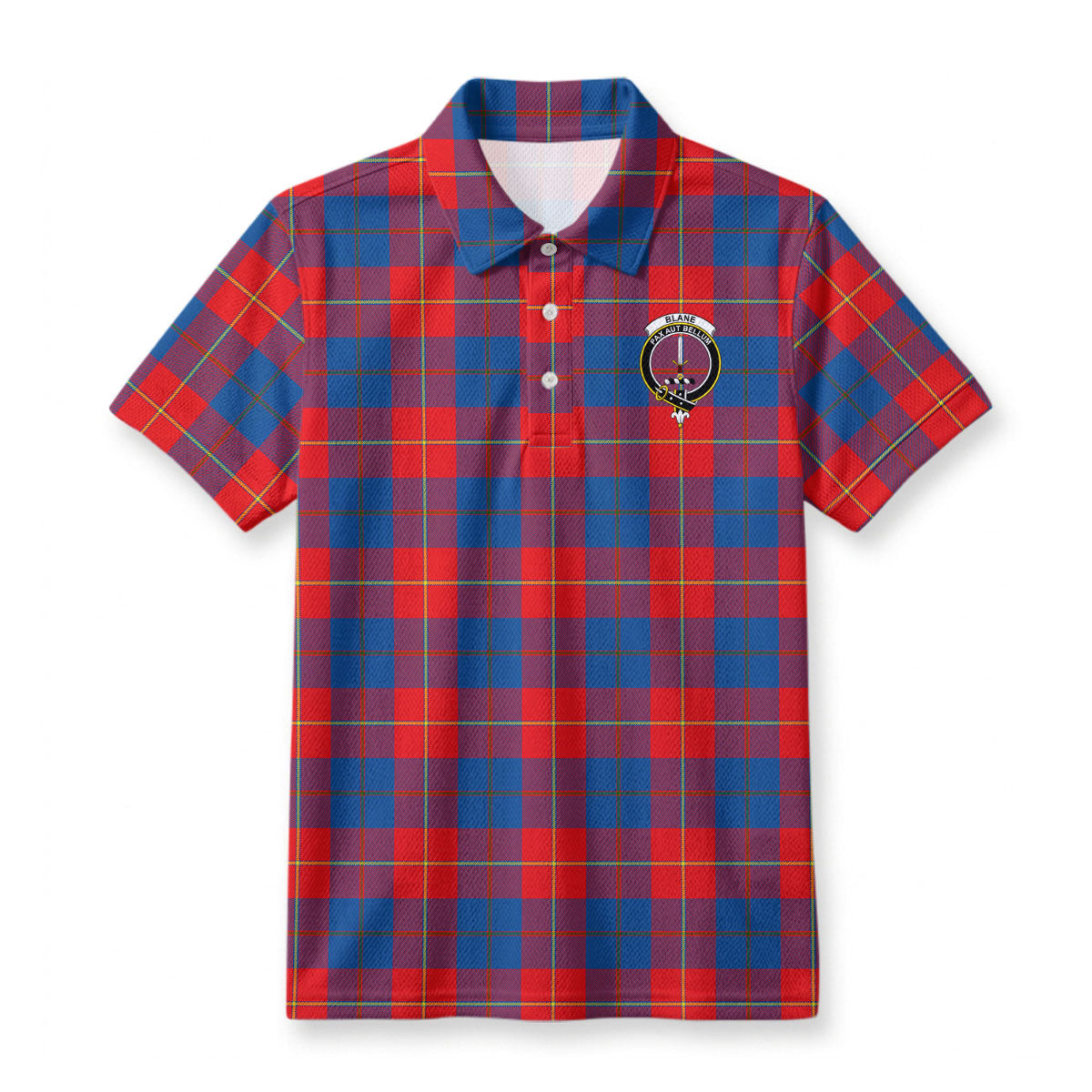 Blane Tartan Crest Birdseye Mesh Polo Shirt