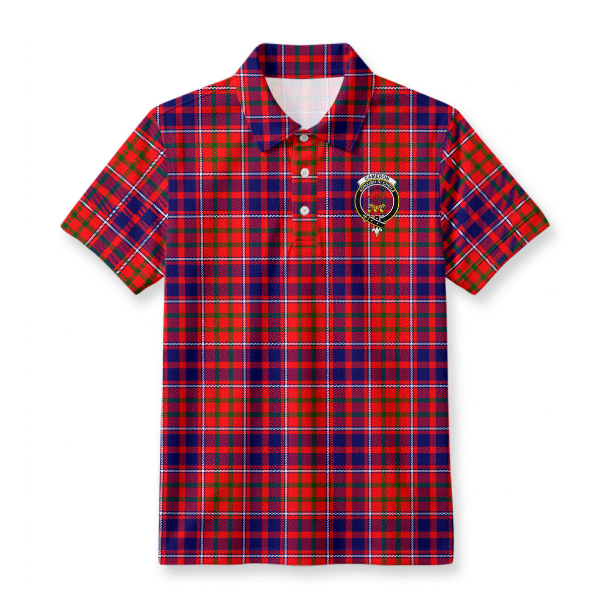 Cameron of Lochiel Modern Tartan Crest Birdseye Mesh Polo Shirt