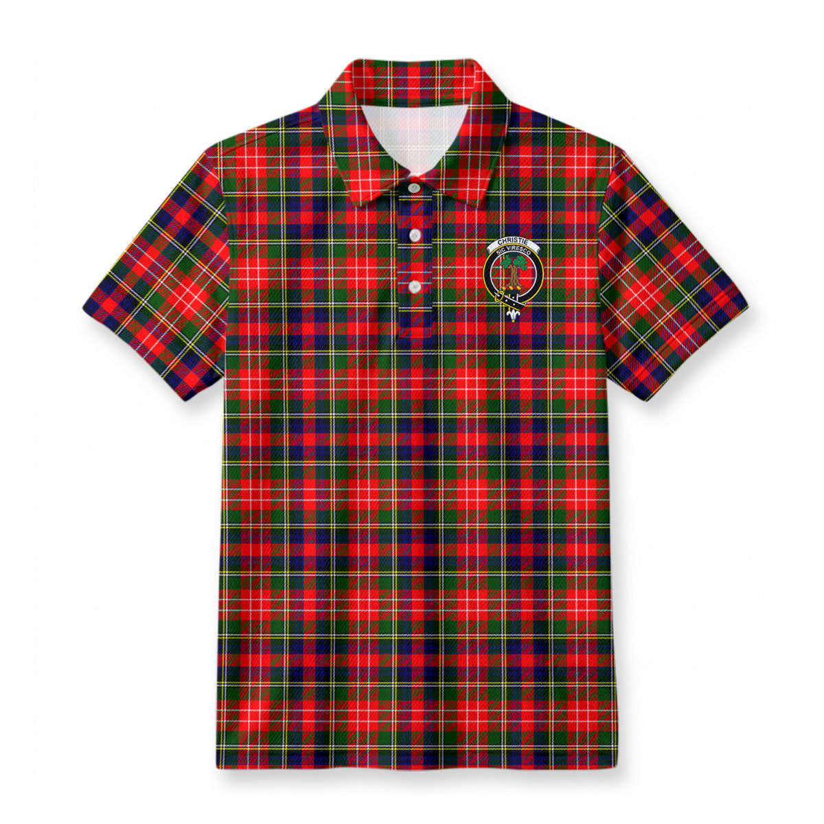 Christie Tartan Crest Birdseye Mesh Polo Shirt