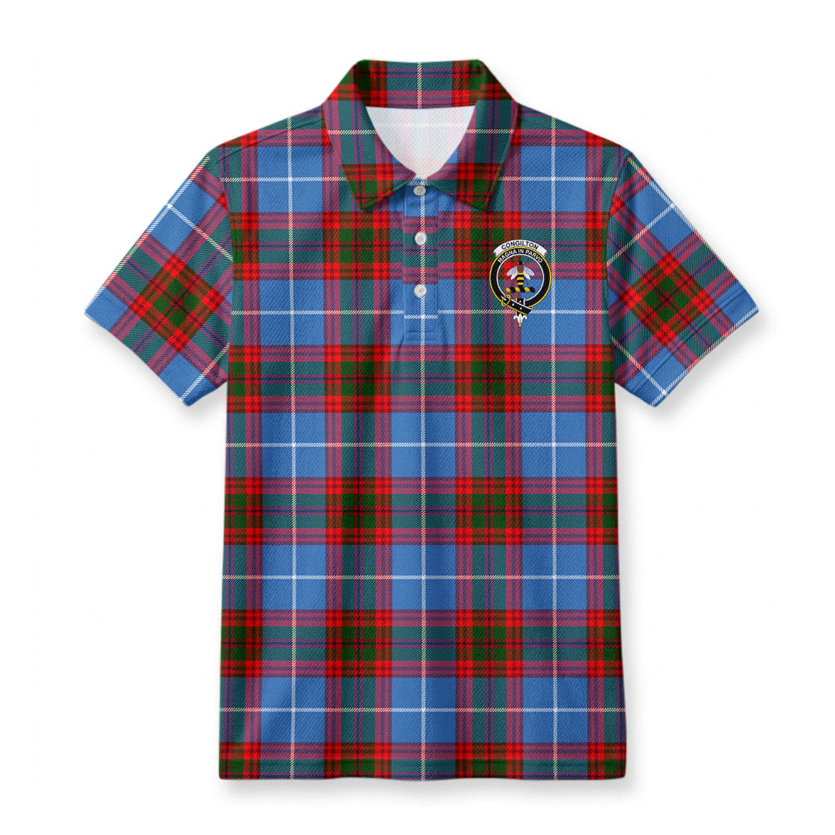 Congilton Tartan Crest Birdseye Mesh Polo Shirt