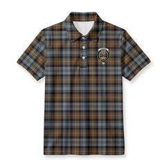 Gordon Weathered Tartan Crest Birdseye Mesh Polo Shirt