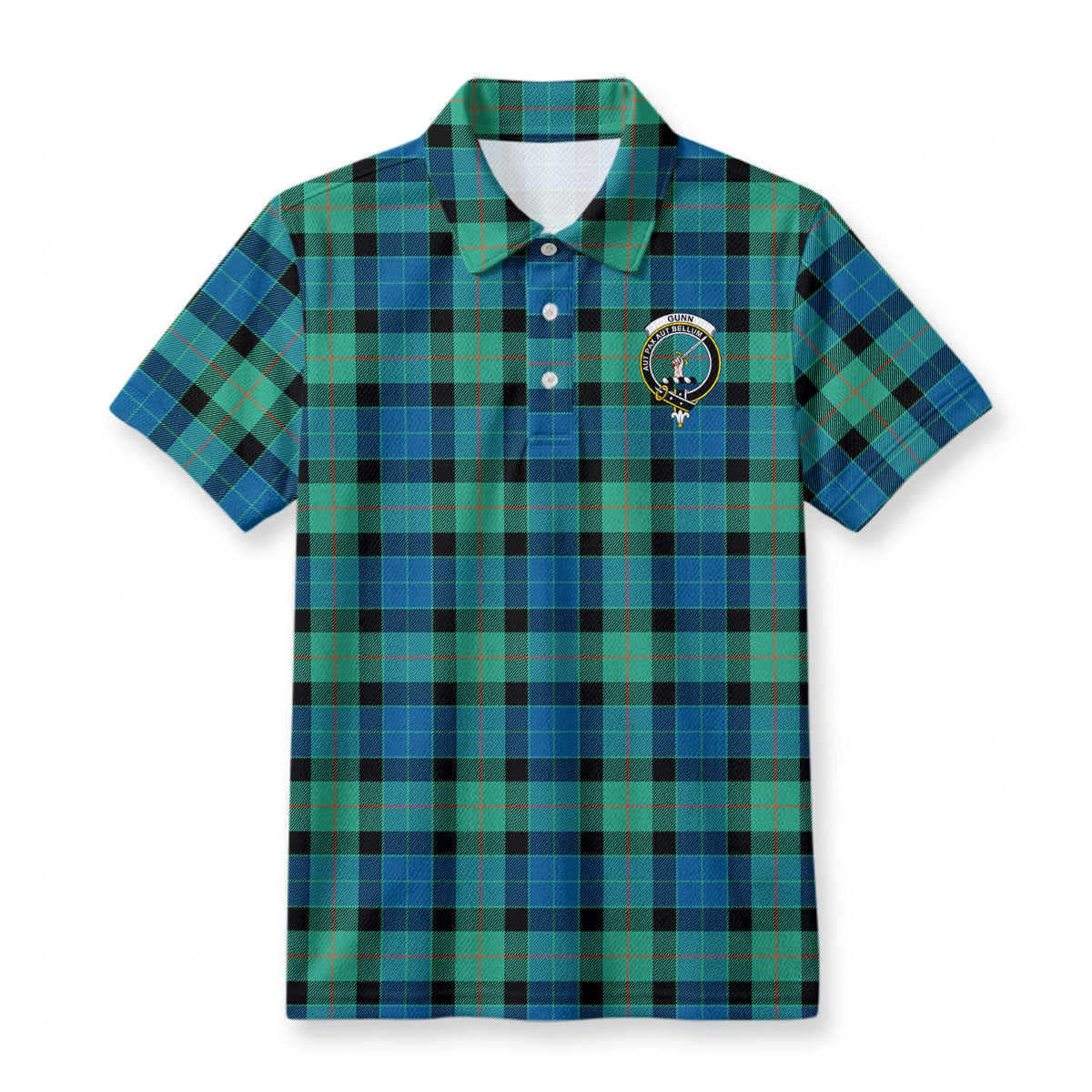 Gunn Ancient Tartan Crest Birdseye Mesh Polo Shirt