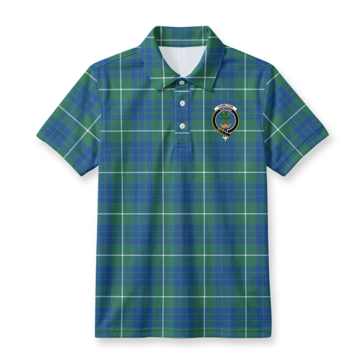 Hamilton Hunting Ancient Tartan Crest Birdseye Mesh Polo Shirt