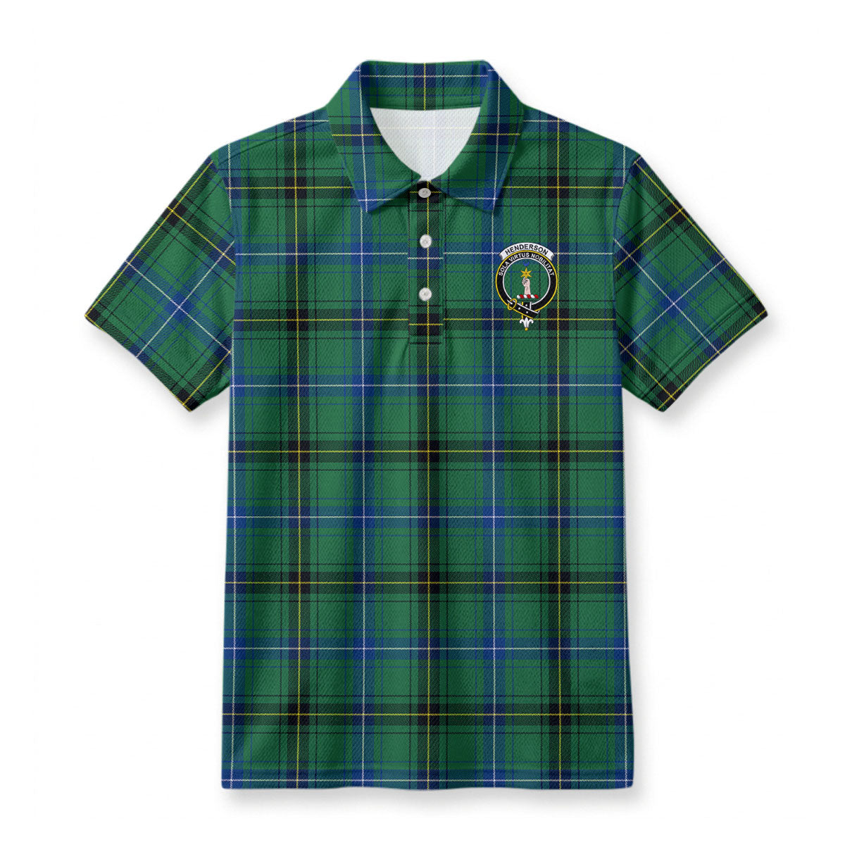 Henderson Ancient Tartan Crest Birdseye Mesh Polo Shirt