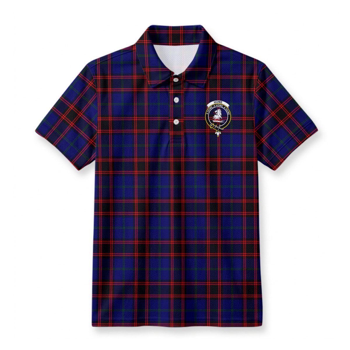 Home Modern Tartan Crest Birdseye Mesh Polo Shirt
