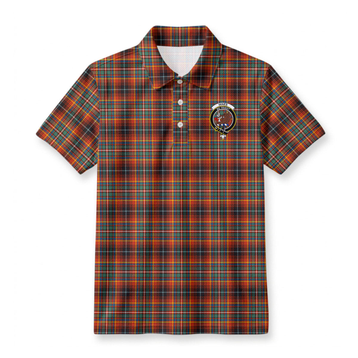 Innes Ancient Tartan Crest Birdseye Mesh Polo Shirt