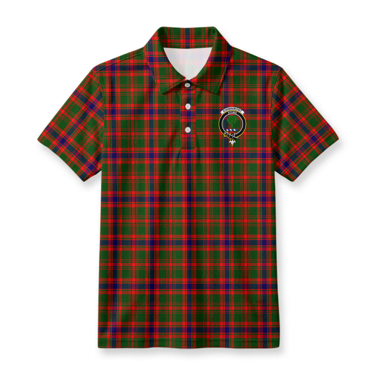 Kinninmont Tartan Crest Birdseye Mesh Polo Shirt