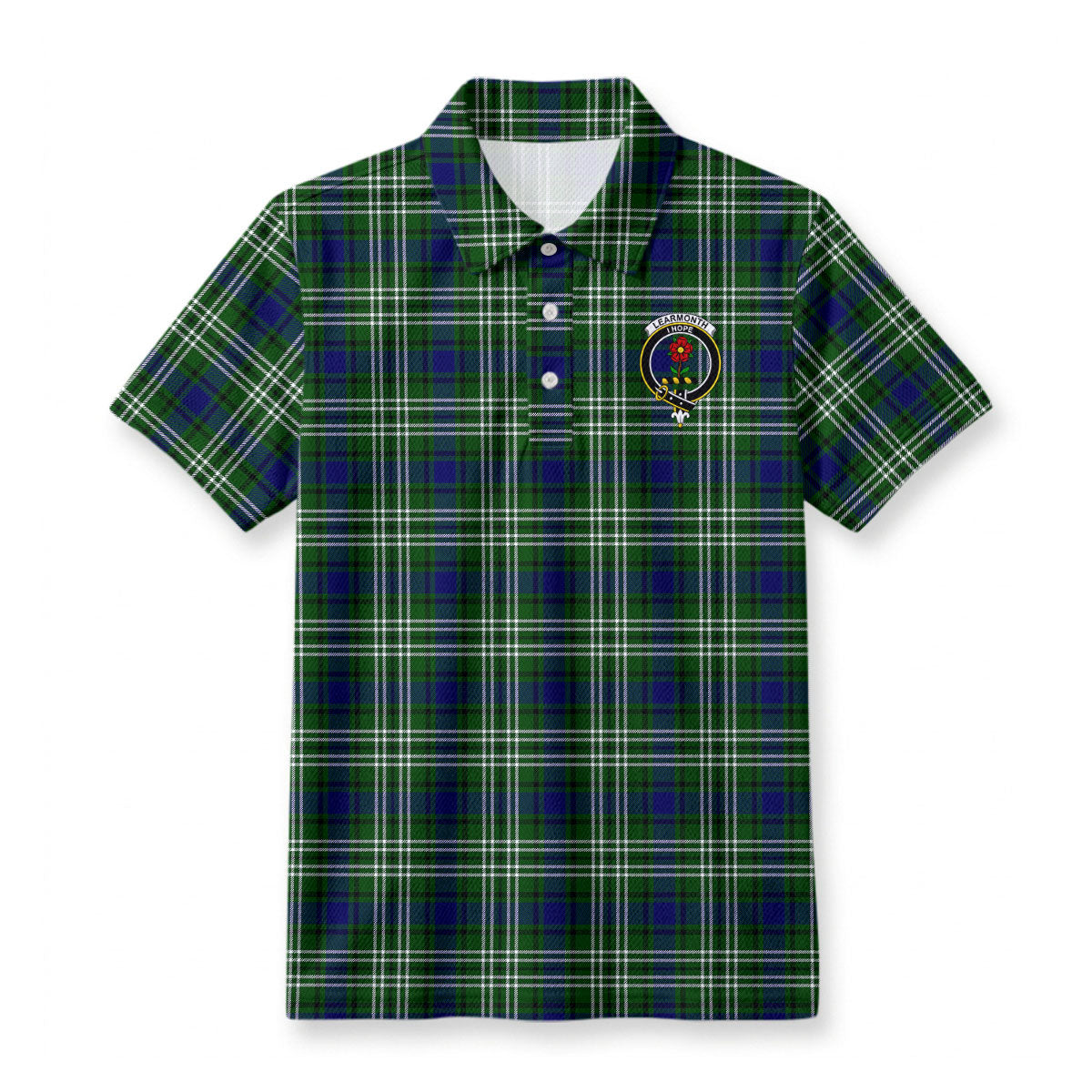 Learmonth Tartan Crest Birdseye Mesh Polo Shirt