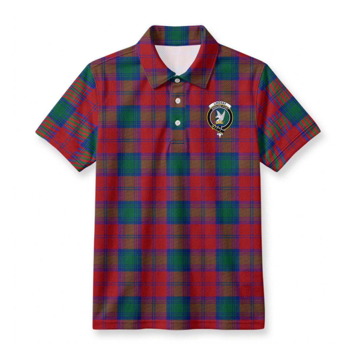 Lindsay Modern Tartan Crest Birdseye Mesh Polo Shirt