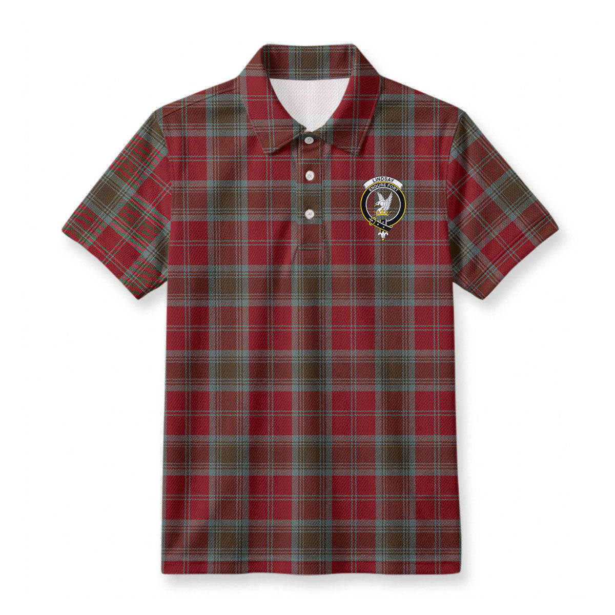 Lindsay Weathered Tartan Crest Birdseye Mesh Polo Shirt