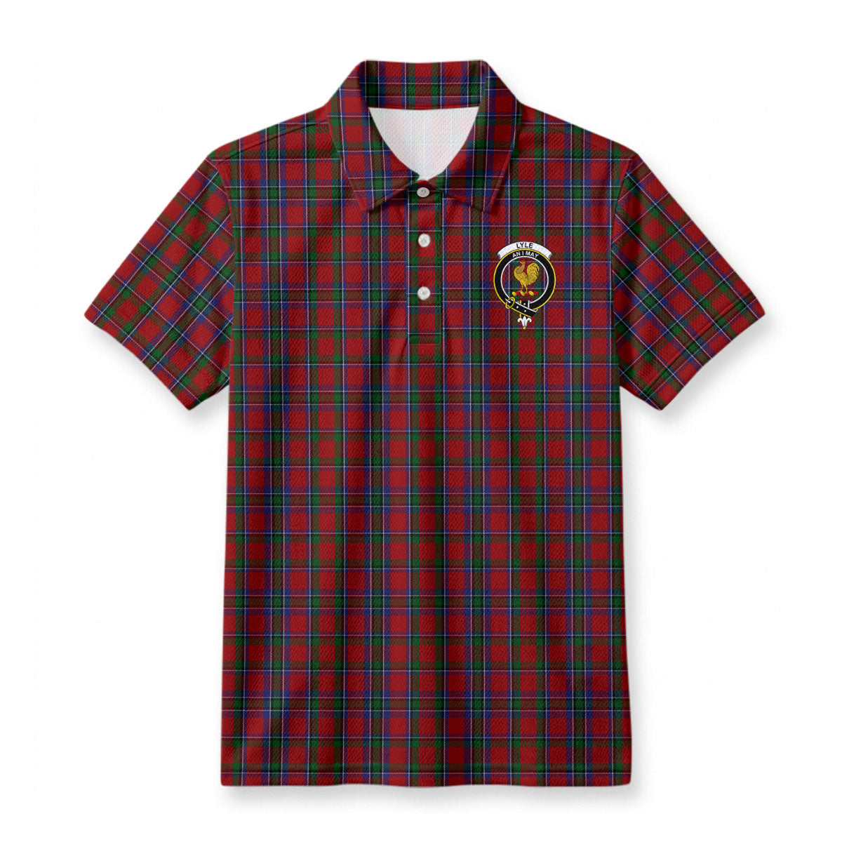 Lyle Tartan Crest Birdseye Mesh Polo Shirt