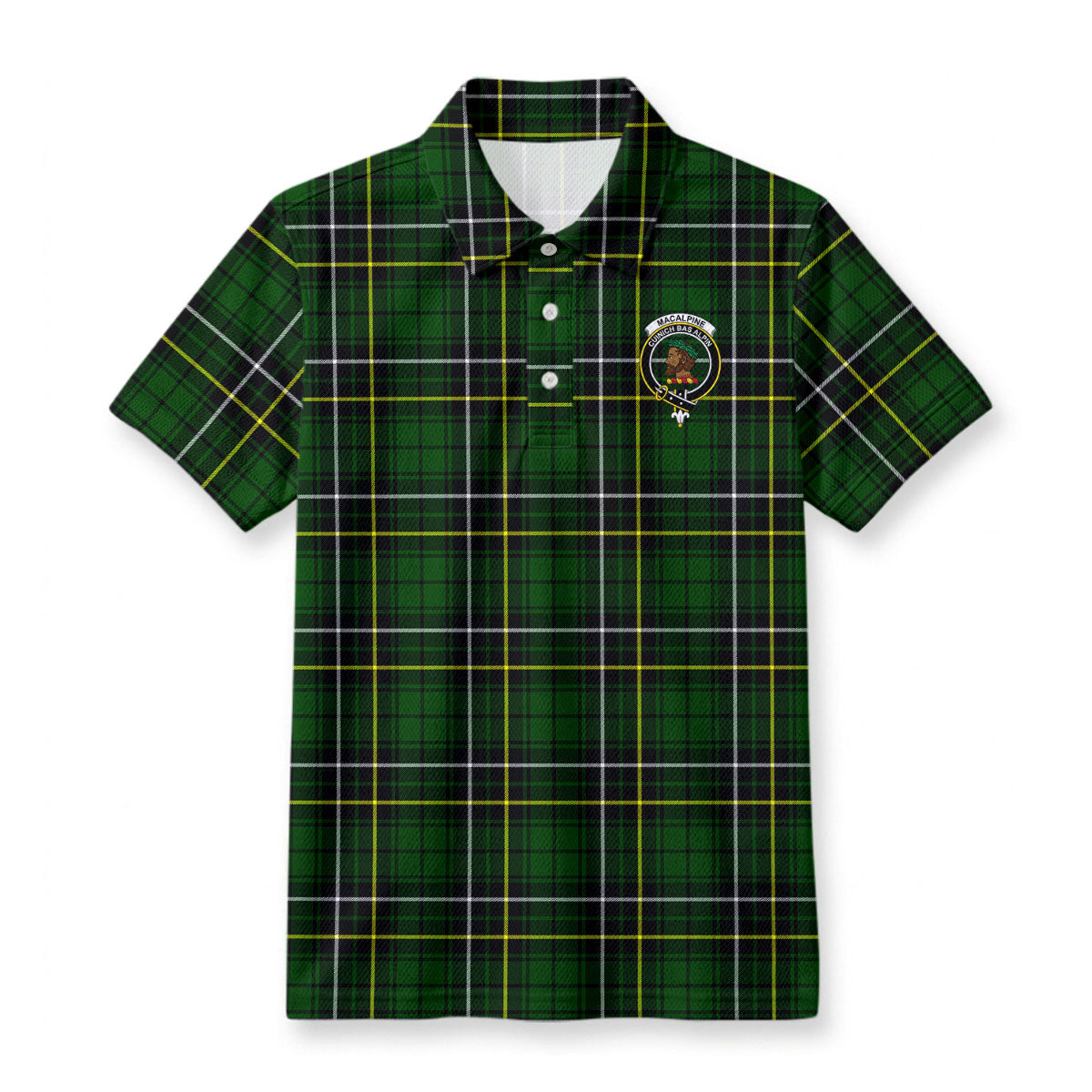 MacAlpine Modern Tartan Crest Birdseye Mesh Polo Shirt