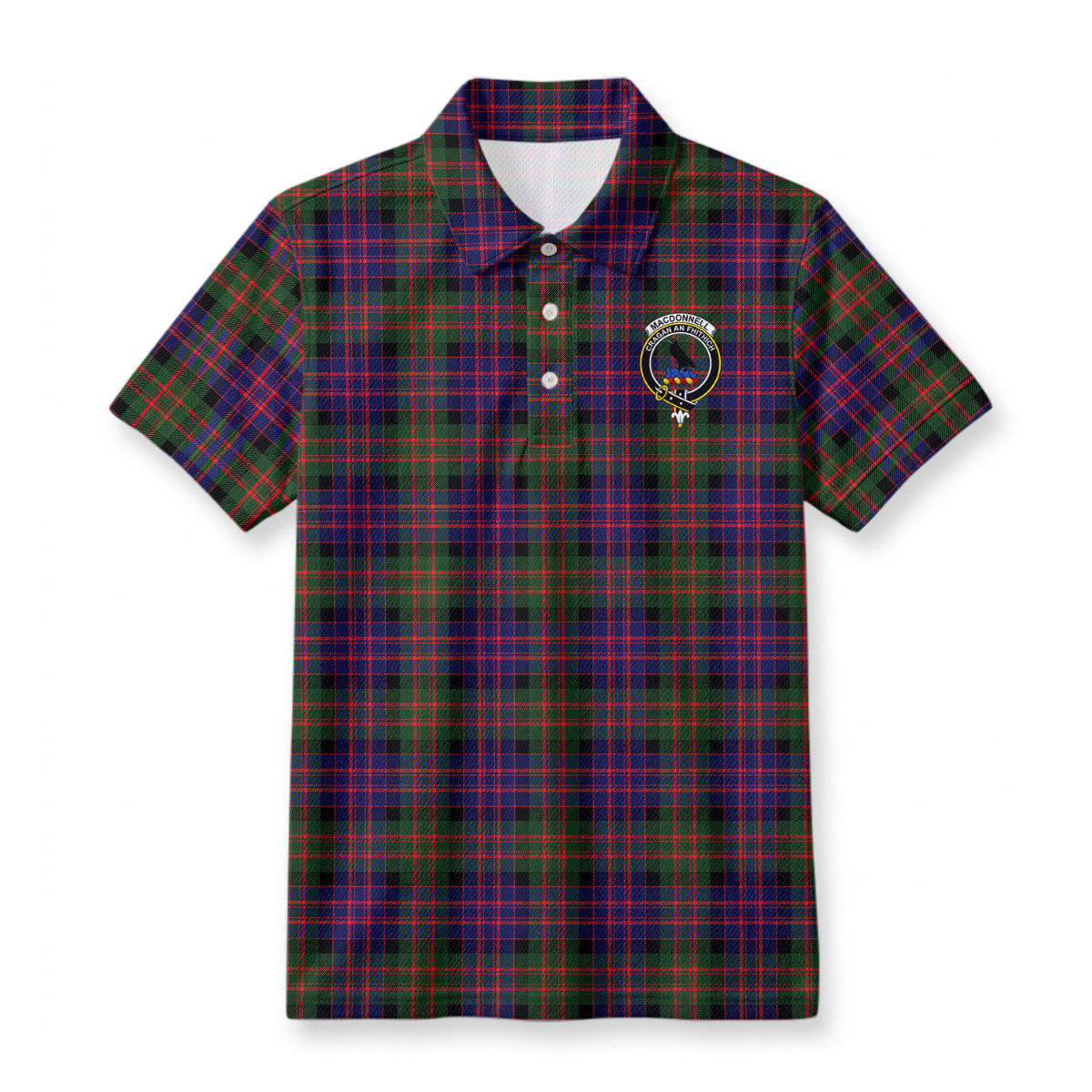 MacDonnell of Glengarry Modern Tartan Crest Birdseye Mesh Polo Shirt