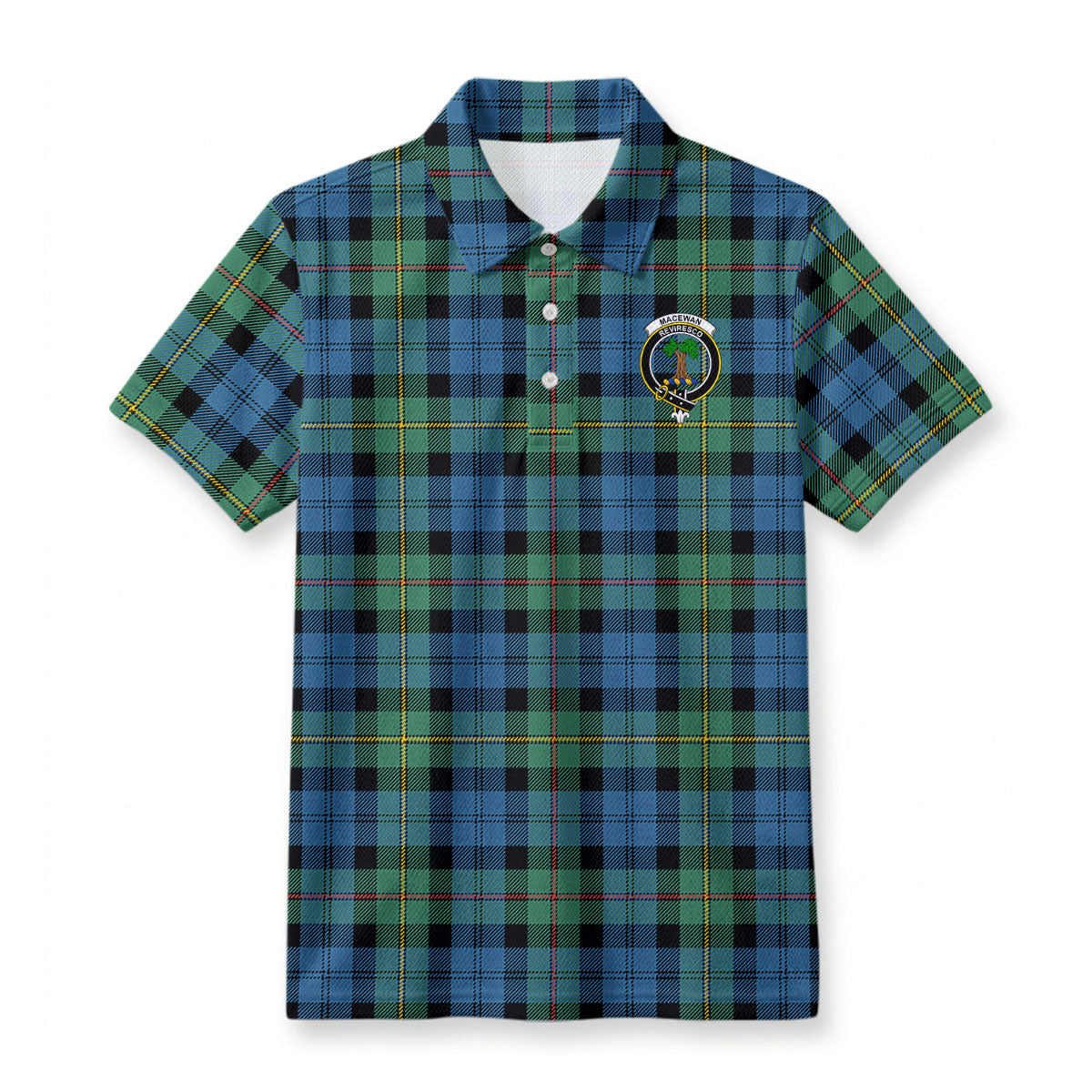 MacEwan Ancient Tartan Crest Birdseye Mesh Polo Shirt