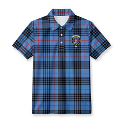 MacKay Blue Tartan Crest Birdseye Mesh Polo Shirt