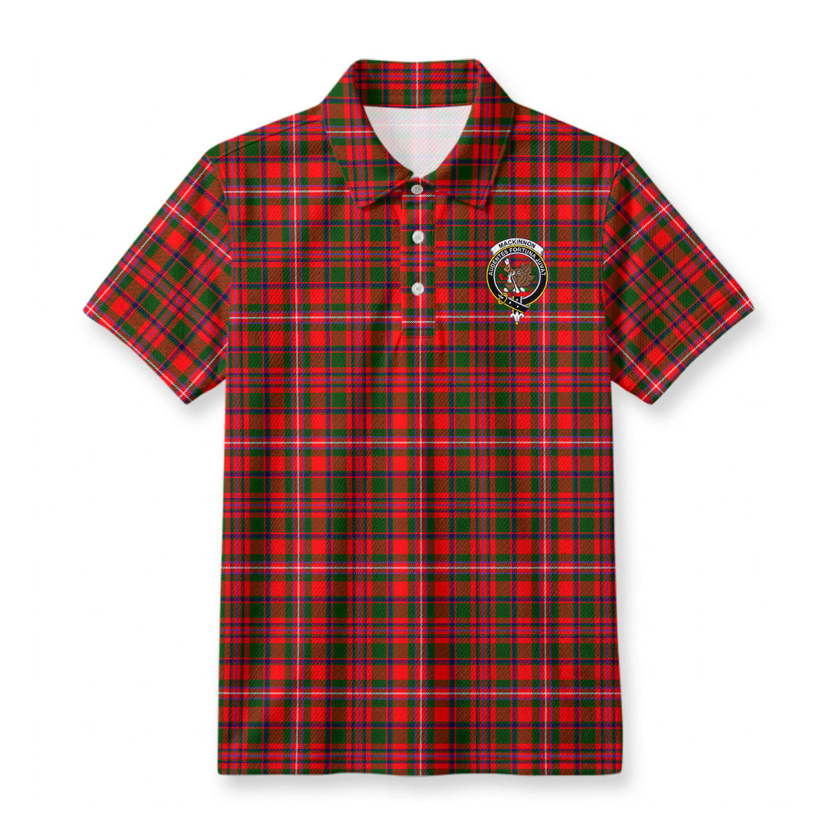 MacKinnon Modern Tartan Crest Birdseye Mesh Polo Shirt