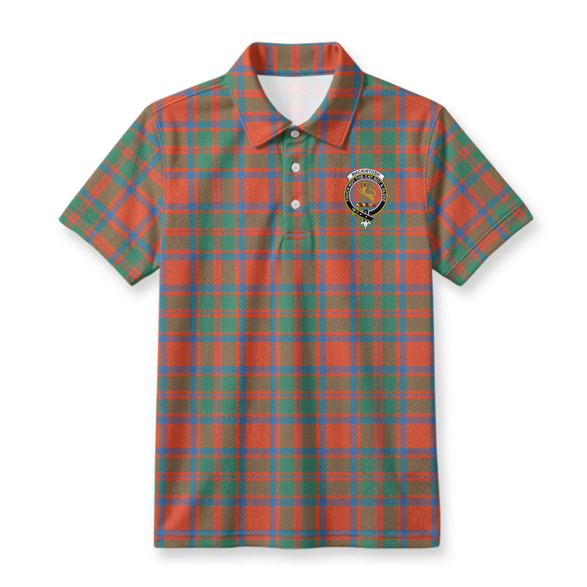 MacKintosh Ancient Tartan Crest Birdseye Mesh Polo Shirt