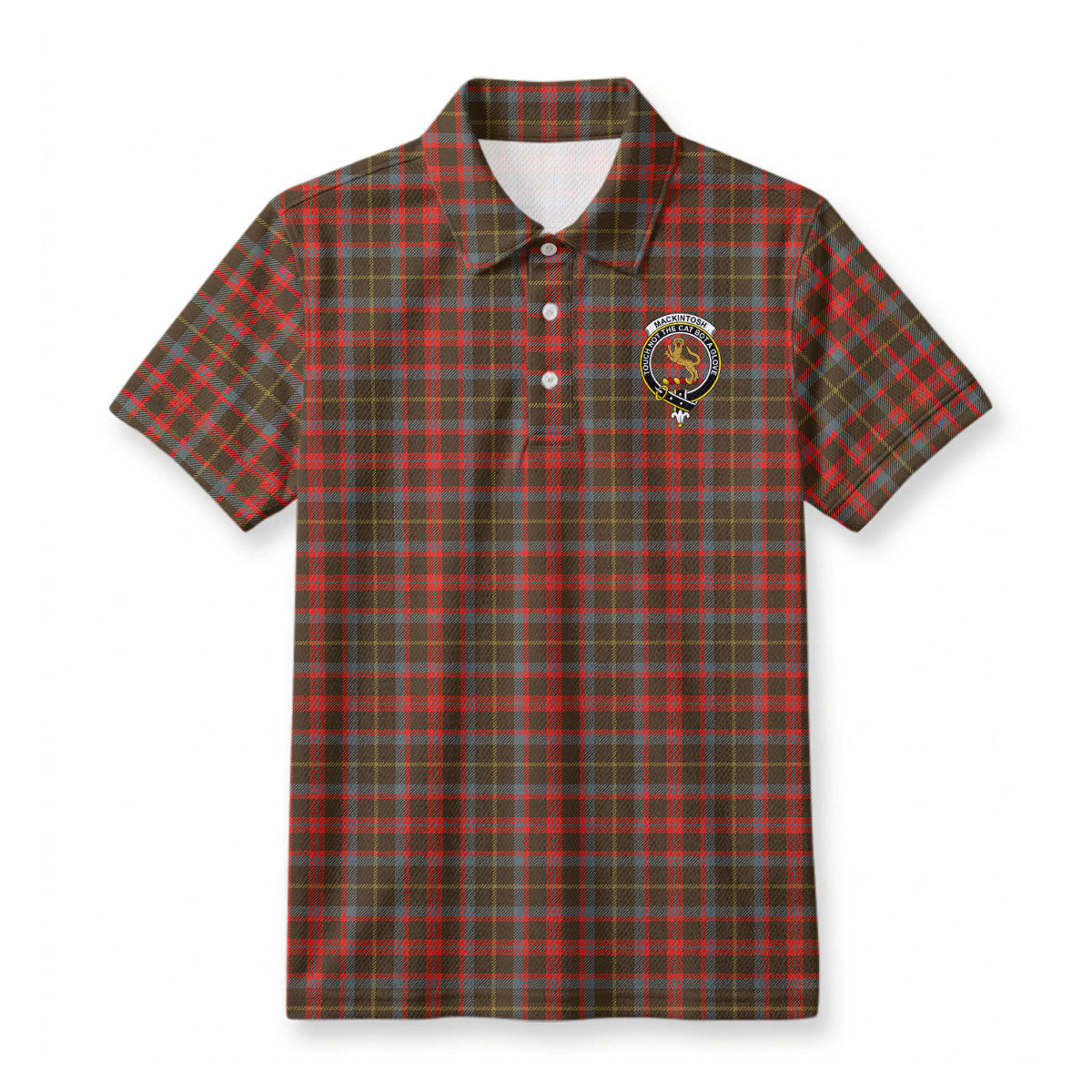 MacKintosh Hunting Weathered Tartan Crest Birdseye Mesh Polo Shirt