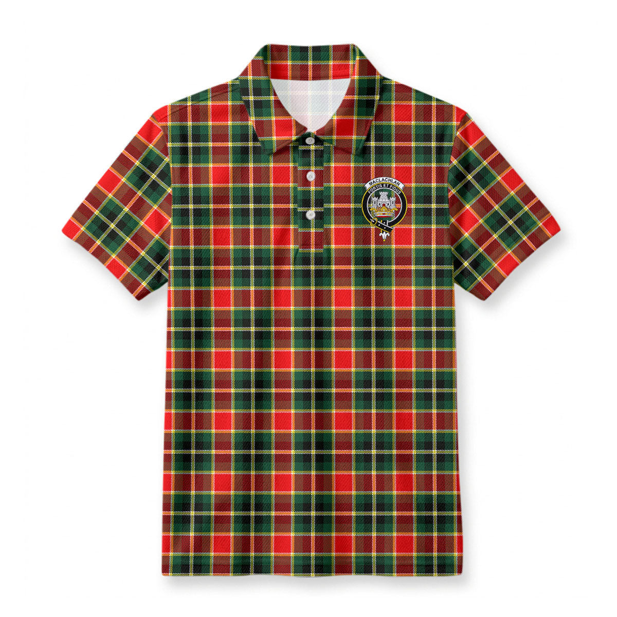 MacLachlan Hunting Modern Tartan Crest Birdseye Mesh Polo Shirt