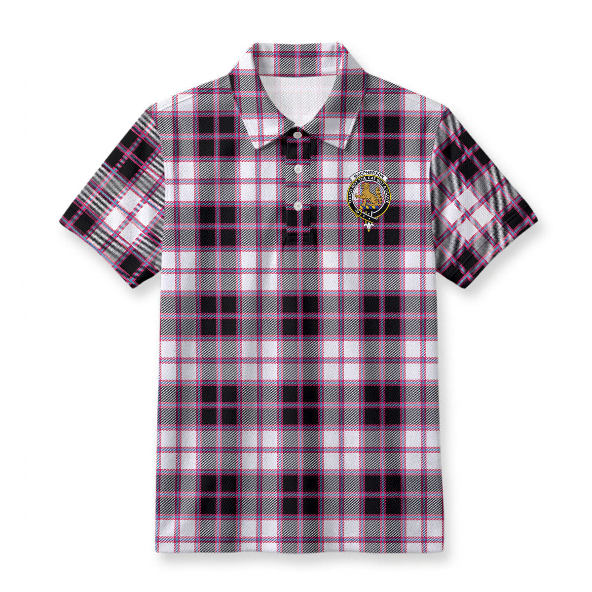 MacPherson Hunting Modern Tartan Crest Birdseye Mesh Polo Shirt