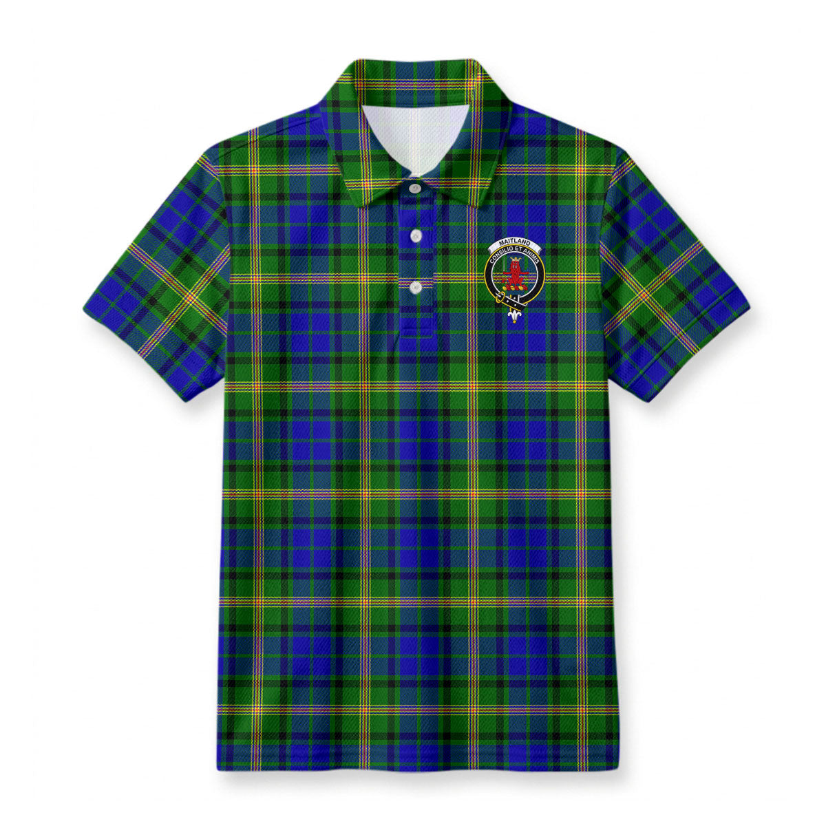 Maitland Tartan Crest Birdseye Mesh Polo Shirt